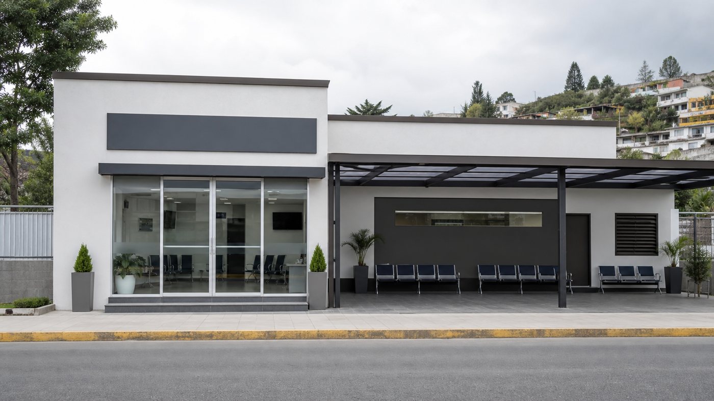 Exterior de una oficina de transporte